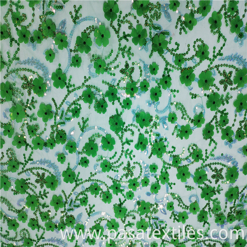 green embroidery fabric 
